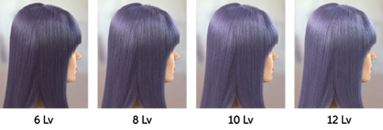 ラベンダーのレベル6から12までの髪色画像